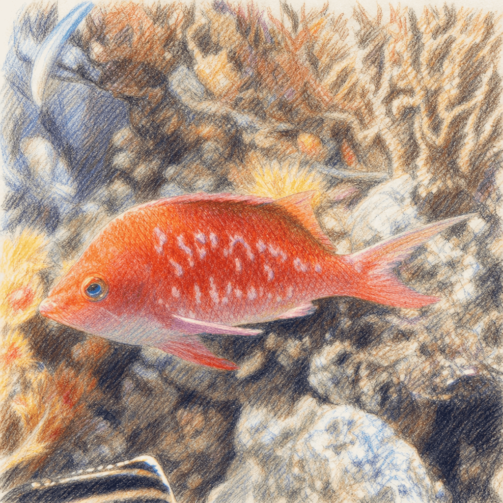 熱帯魚の色鉛筆イラスト